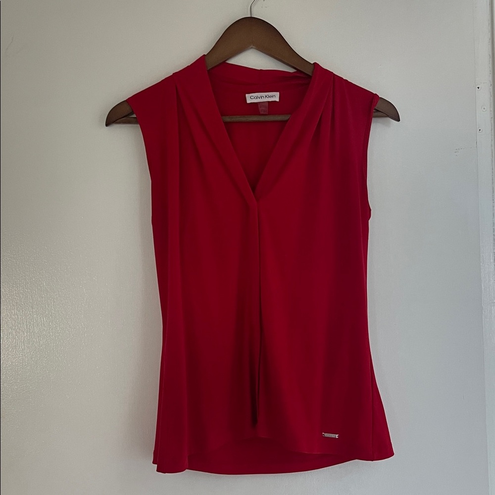 Calvin Klein Vibrant Red V-Neck Top